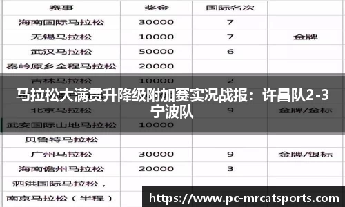 马拉松大满贯升降级附加赛实况战报：许昌队2-3宁波队